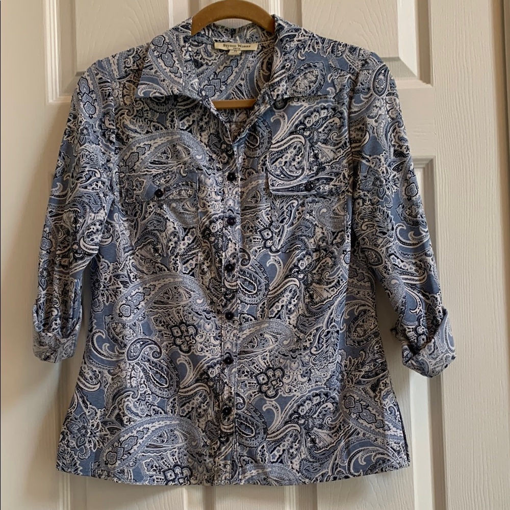 Paisley Button-Up Blouse